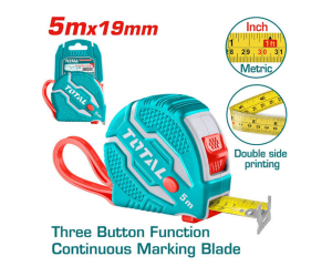 CINTA METRICA DE ACEROABS 3 BOTONES DOBLE LADO 5MX19MM