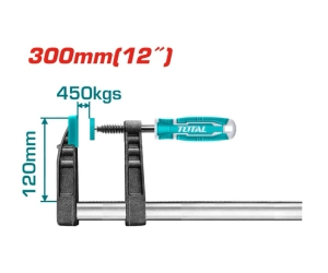PRENSA F CON MANGO 120X300MM MAX450KGS REGLA 8X30MM TORNILLO 15.3MM